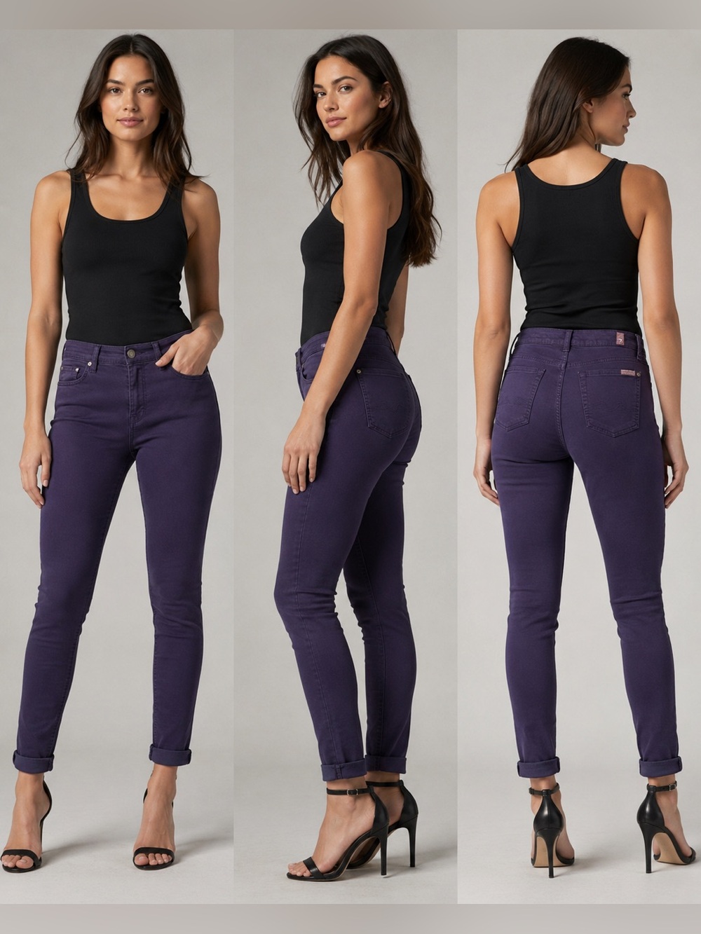 7 For All Mankind Purple Skinny Jeans Women’s Size 29 Stretch Mid Rise Ankle